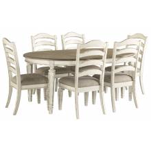 D743 Realyn 7PC SETS Oval Dining Room EXT Table + 6 Dining UPH Side Chairs