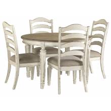 D743 Realyn 5PC SETS Oval Dining Room EXT Table + 4 Dining UPH Side Chairs