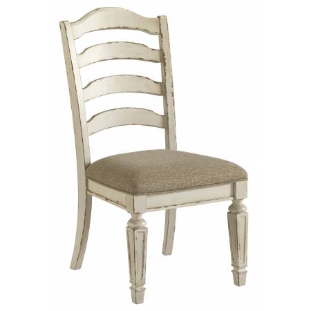D743 Realyn Dining UPH Side Chair Chipped White