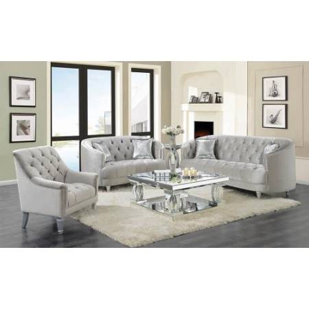 508461-S3 Avonlea 3-Piece Tufted Living Room Set Grey