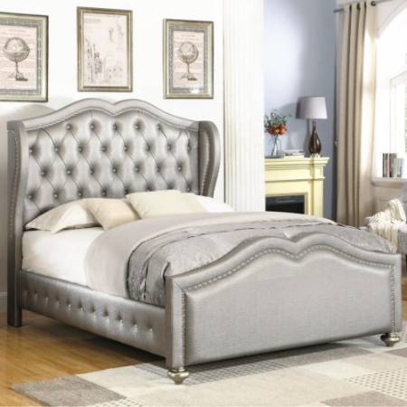 300824F Belmont Full Upholstered Bed with Tufted Wing Headboard