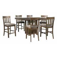 D595 Flaybern 7PC SETS RECT DRM Counter EXT Table + 6 Upholstered Barstool