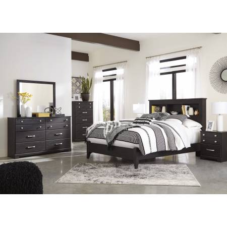 B555 Reylow 4PC SETS Queen Bookcase Panel Bed