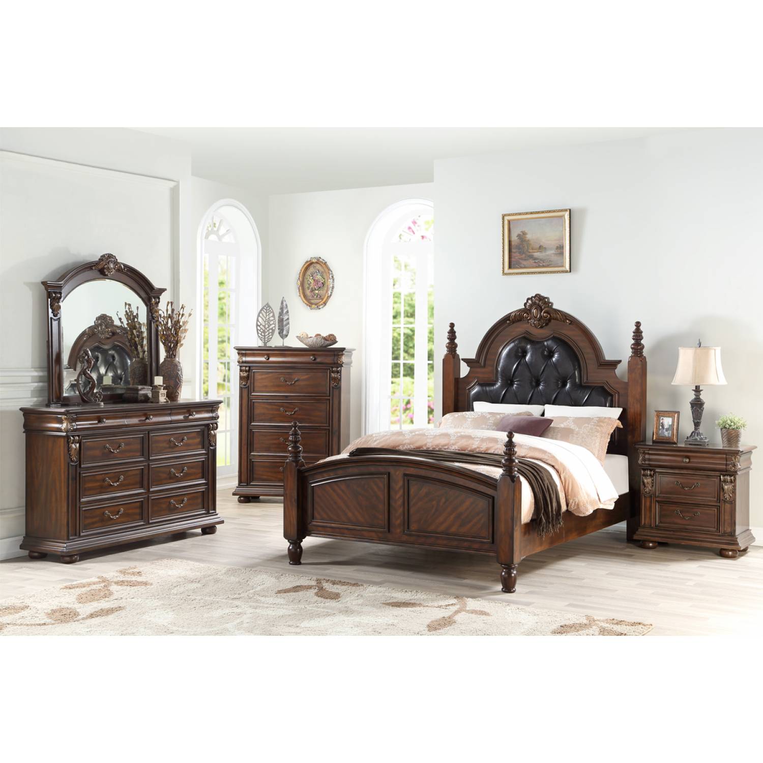 F9431q 5pc 5pc Sets Queen Bed Nightstand Mirror Dresser