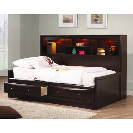 Phoenix Twin Daybed with Bookcase & Storage Drawers 400410T