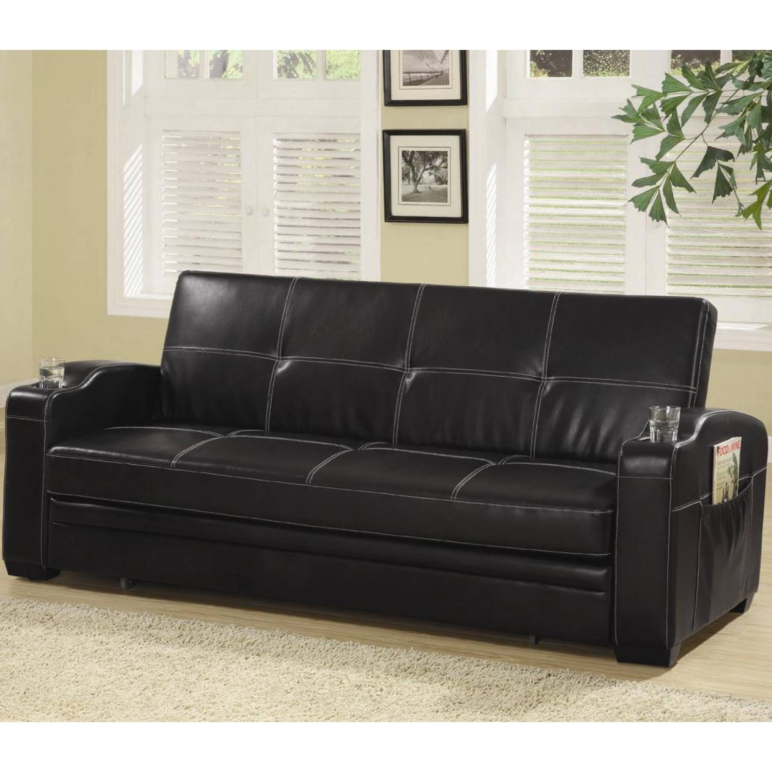 Sofa Beds And Futons Faux Leather, Leather Futon With Storage