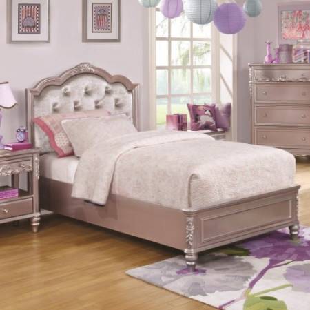 400890T Caroline Twin Size Bed and Diamond Tufted Headboard