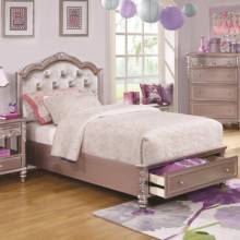 400891T Caroline Twin Size Storage Bed with Diamond Tufted Headboard