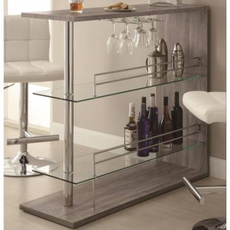 Bar Units and Bar Tables Rectangular Bar Unit with 2 Shelves and Wine Holder