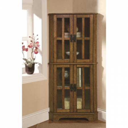 Curio Cabinets 4 Shelf Corner Curio Cabinet with Windowpane-Style Door Fronts 950185