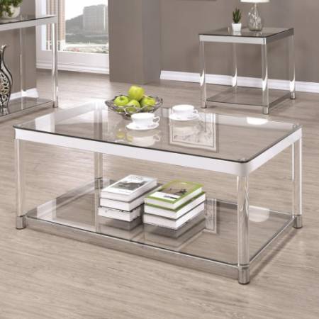 72074 Contemporary Glass Top Coffee Table with Acrylic Legs 720748