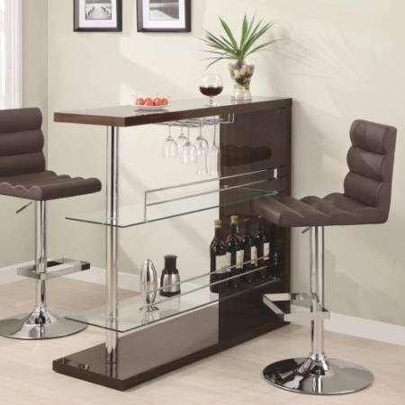 Bar Units and Bar Tables Rectangular Bar Unit with 2 Shelves and Wine Holder