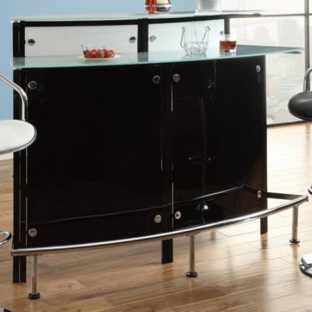 Bar Units and Bar Tables Arched Black Bar Table with Frosted Glass Counter Tops