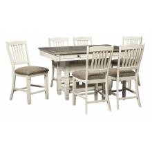 D647 Bolanburg 7PC SETS RECT Dining Room Counter Table + 6 Upholstered Barstool Two-tone