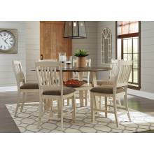 D647 Bolanburg 7PC SETS Round Drop Leaf Counter Table + 6 Upholstered Barstool Two-tone