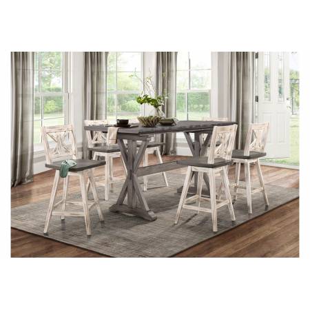 5602 Amsonia 7PC SETS Counter Height Table + 6 Swivel Counter Height Chair, White