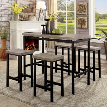 VILVOORDE 5 PC. COUNTER HT. TABLE SET Natural Tone, Black