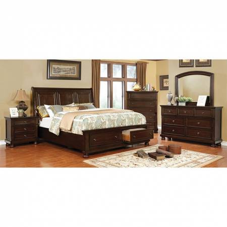 CASTOR 4PC SETS QUEEN BED Brown cherry finish