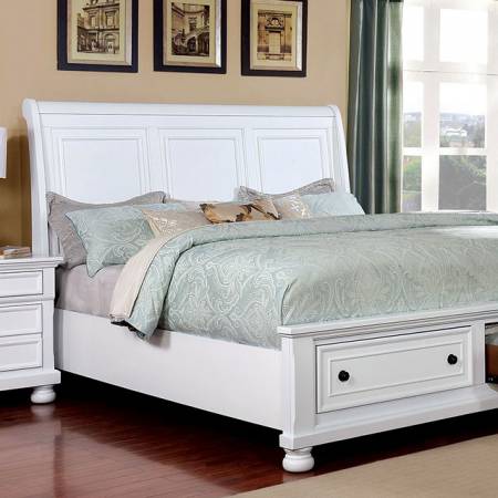 CASTOR QUEEN BED White finish