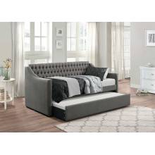 Tulney Button Tufted Upholstered Daybed with Trundle - - Dark Gray