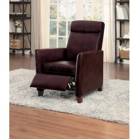 Waneta Push Back Reclining Chair - Brown Leather Gel Match