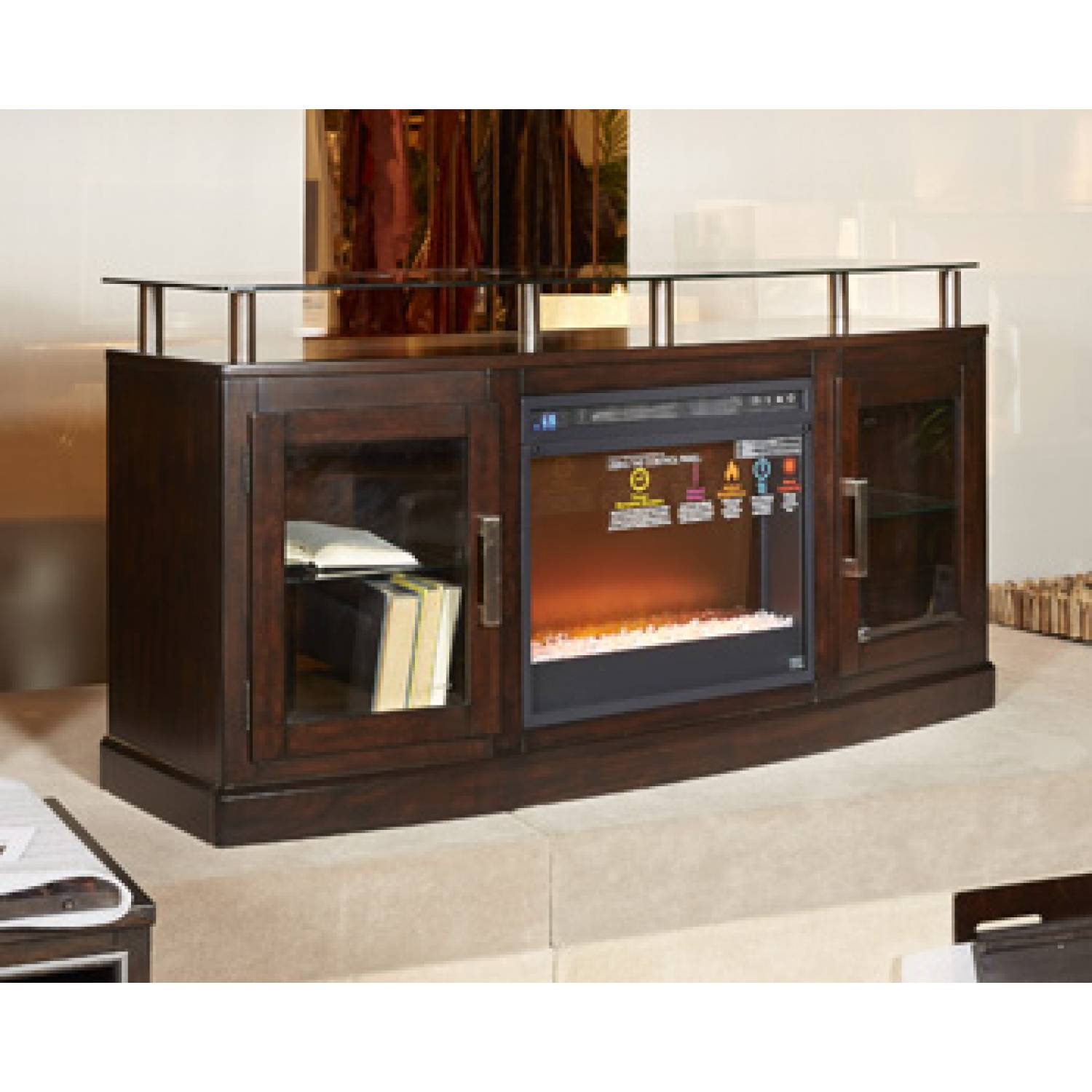 Chanceen tv stand on sale with fireplace