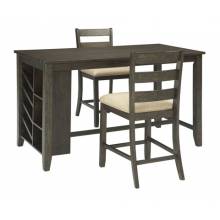 D397 Rokane 3PC DINING SETS RECT Counter Table w/Storage+ 2 Upholstered Barstool