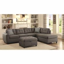 Stonenesse Grey Contemporary Sectional with Button Tufted Cushions