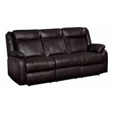 JUDE Double Reclining Sofa with Center Drop-Down Cup Holders Dark Brown
