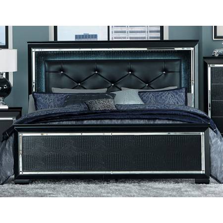 ALLURA Queen Bed, LED Lighting Black