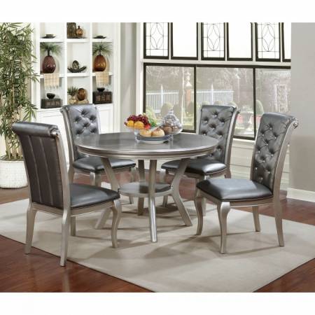 AMINA ROUND DINING TABLE 5PC SETS Champagne Finish