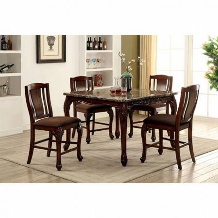 JOHANNESBURG COUNTER HT. TABLE 5PC SETS Brown Cherry Finish
