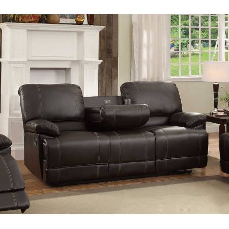 Cassville Double Reclining Sofa with Center Drop-Down Cup Holders - Dark Brown
