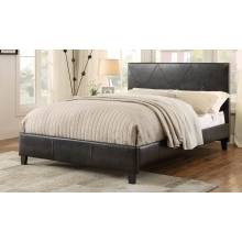 De Leon Upholstered Platform California King Bed - Dark brown Bi-Cast Vinyl