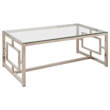 Occasional Group Contemporary Metal Coffee Table with Glass Table Top & Geometric Motif