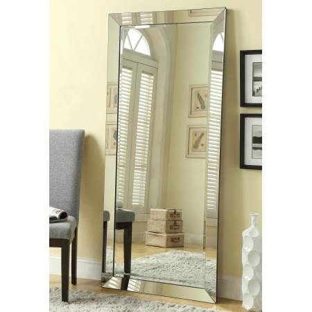 Accent Mirrors Contemporary Floor Mirror with Mirrored Frame