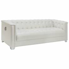 Chaviano Low Profile Pearl White Tufted Sofa
