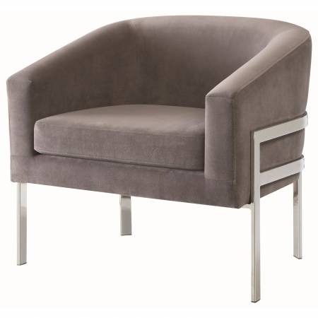 Accent Seating Contemporary Accent Chair in Linen-Like Fabric with Exposed Metal Frame
