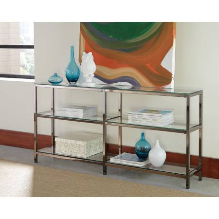 Bookcases Industrial Metal Bookcase/Console with Glass Shelves