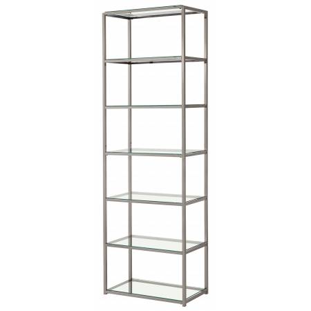 Bookcases Contemporary Metal Bookcase with Glass Shelves