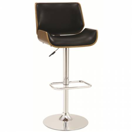 Bar Units and Bar Tables Adjustable Bar Stool with Black Upholstery and Wood Back
