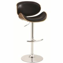 Bar Units and Bar Tables Adjustable Bar Stool with Black Upholstery and Wood Back
