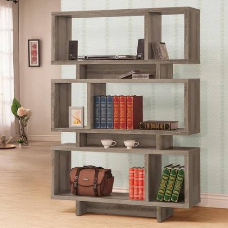 Bookcases Contemporary Weathered Grey Open Bookcase