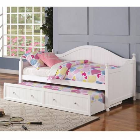 Daybeds by Coaster White Wooden Daybed with Trundle
