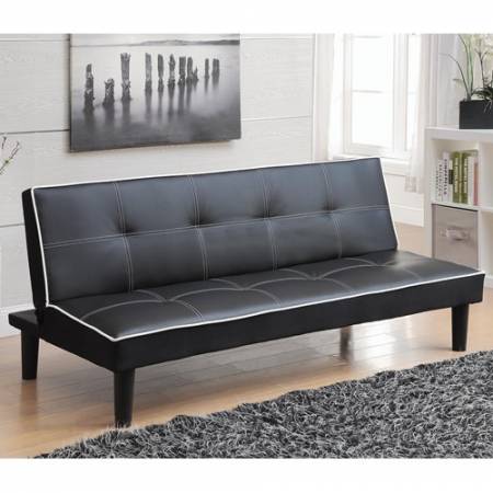 Sofa Beds and Futons Sofa Bed in Black Leatherette with White Piping