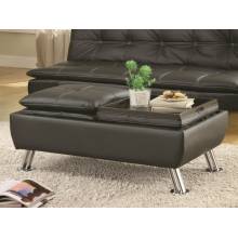 Ottomans Faux Leather Ottoman with Reversible Tray Tops
