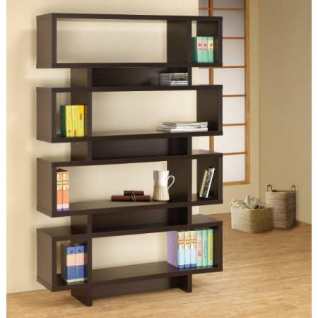 Bookcases Contemporary Cappuccino Finish Open Bookcase