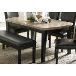Cristo Dining Set - Black Wood - Marble Top 6 pc (1 Table and 4 side chair + 1 bench)