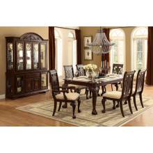 Norwich Leg Dining Table Set - Beige Fabric - Warm Cherry 7pc set (TABLE + 2 ARM CHAIRS + 4 SIDE CHAIRS)