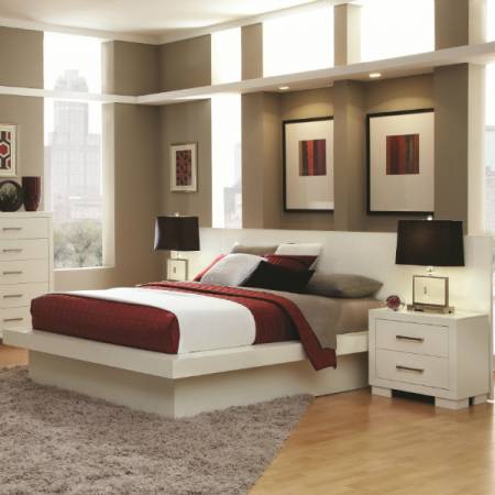 Jessica California King Platform Bed with Rail Seating and Lights
